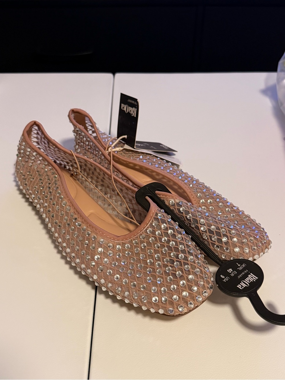 Primark Rita Ora Embellished Pink Mesh Ballet Flats
